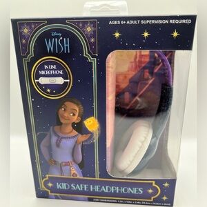 Disney Wish Kid Safe Headphones w/mic - 3.5 mm jack